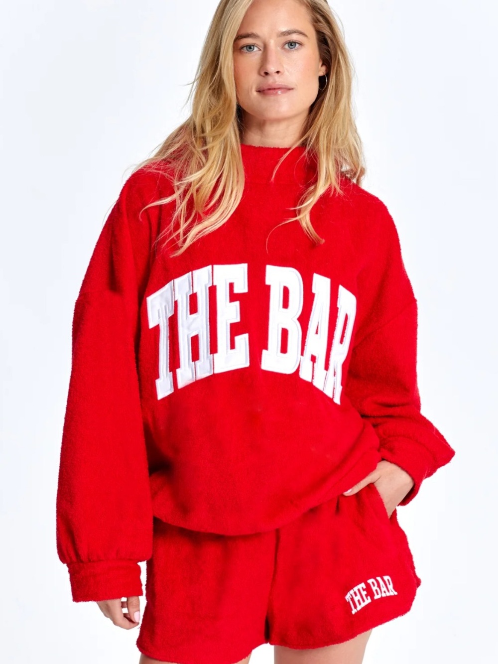 The Bar Red Crewneck Sweater with White Logo